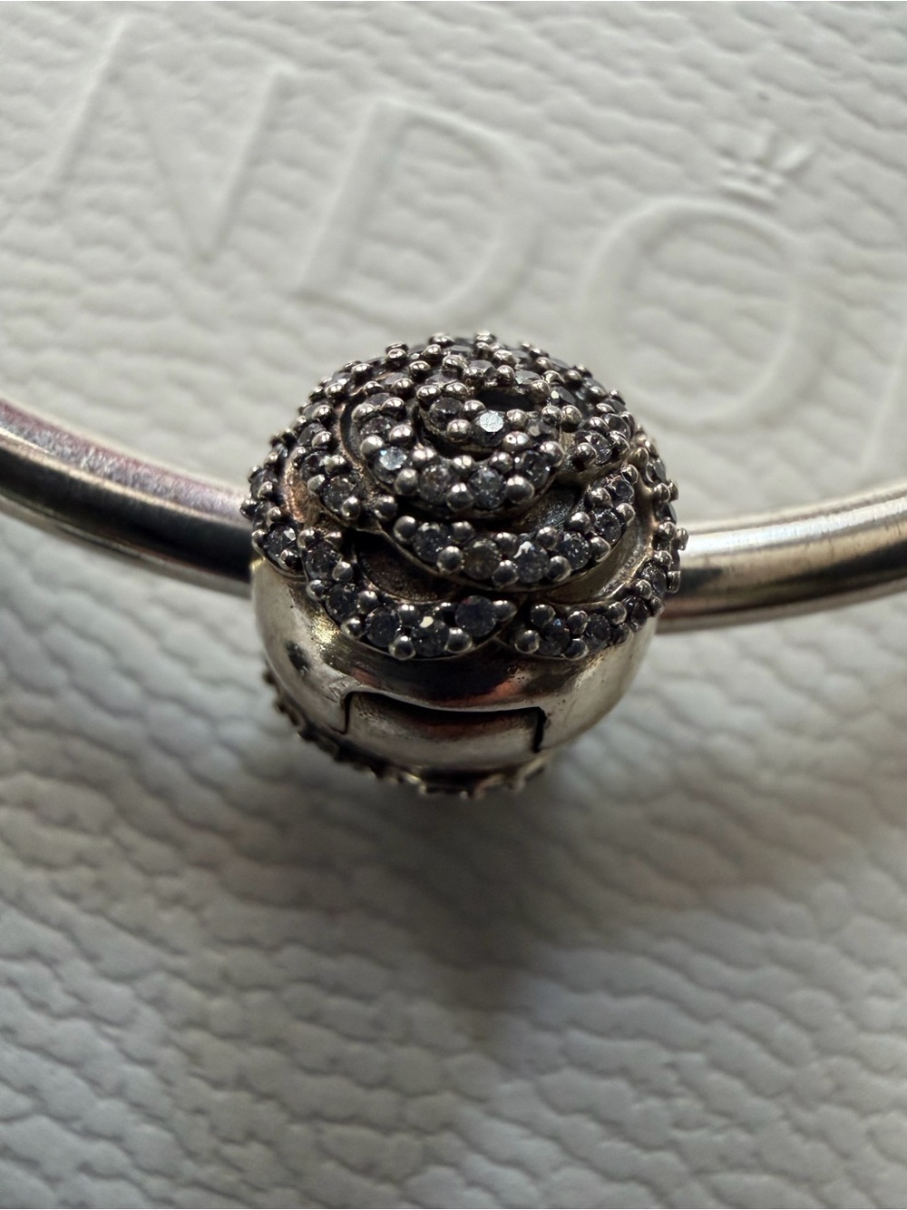 Authentic Pandora SHIMMERING ROSE CLIP Charm Cz Silver